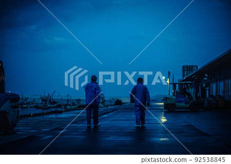A fisherman in Ishinomaki City, Miyagi Prefecture, goes out to work in a set net fishing 92538845
