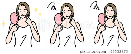 一組患有口腔周圍皮膚問題的女性 92538873