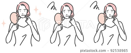 A set of women suffering from skin problems around the mouth 92538985