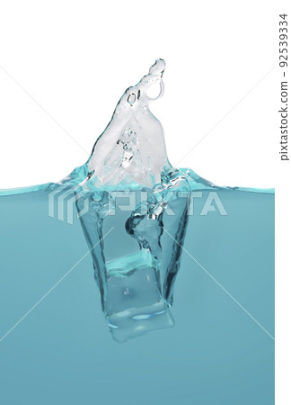 object falling into blue water until splashing on a gray background, object falling into blue water until splashing on a gray background, 92539334