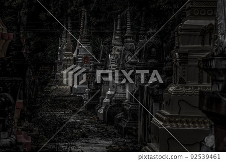 Pagodas, Called chedi containing the ashes of members of the thailand people family, in a Buddhist temple, Buddhist bone ash. 92539461