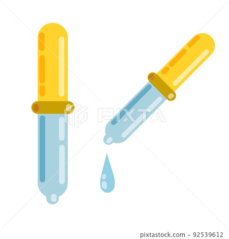 Pipette with orange tip. Cartoon flat illustration Pipette with orange tip. Cartoon flat illustration 92539612