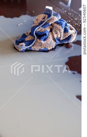 Spilled iced coffee 92540607