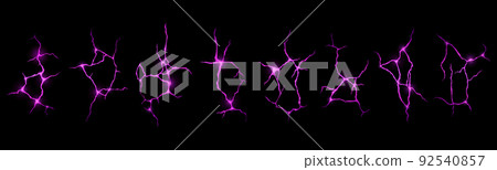 Lava in ground cracks, volcano magma purple glow 92540857
