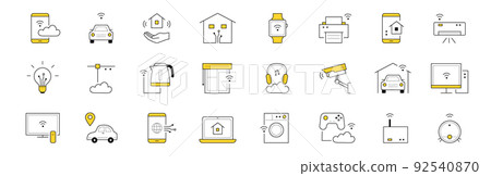 Smart home doodle icons set, vector line signs Smart home doodle icons set, vector line signs 92540870