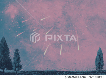 Coniferous Japanese paper texture background illustration purple system in the starry sky of the meteor shower 92540899
