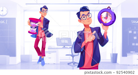 Time management concept with man with clock 92540902