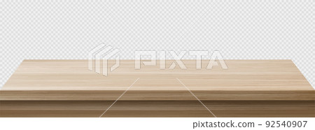 Wooden table perspective view, wood top surface 92540907