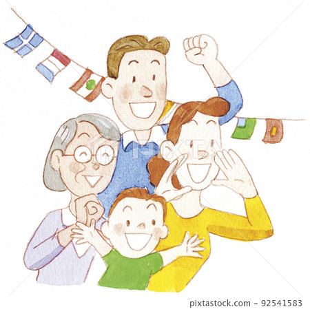 Watercolor; Family supporting athletic meet 92541583