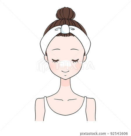 護膚鼻貼閉上眼睛女人插畫 92541606