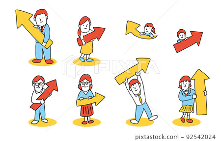 一個家庭的插圖，其中每個人都有一個箭頭點/指向 92542024