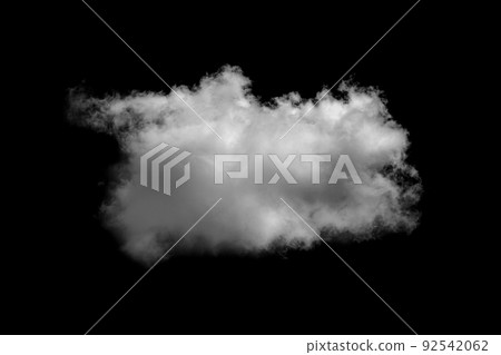 Separate white clouds on a black background have real clouds. White cloud isolated on a black background realistic cloud. white fluffy cumulus cloud isolated cutout on black background 92542062