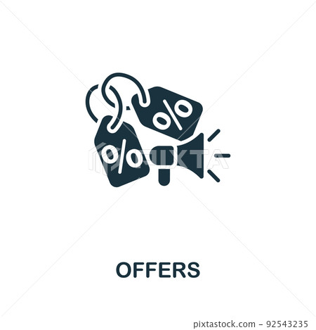 Offers icon. Monochrome simple line Retail icon... - Stock Illustration ...