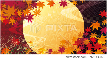 Autumn moon viewing autumn leaves background Autumn moon viewing autumn leaves background 92543469