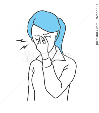 Illustration material of woman with tired eyes Vector eyestrain White shirt 92543484