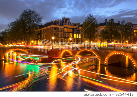 Night Traffic on the Canals and Bridges of Amsterdam Night Traffic on the Canals and Bridges of Amsterdam 92544412