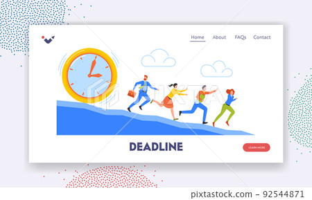 Deadline Landing Page Template. Business People Run Away from Clock Down the Mountain. Office Employees Lack of Time Deadline Landing Page Template. Business People Run Away from Clock Down the Mountain. Office Employees Lack of Time 92544871