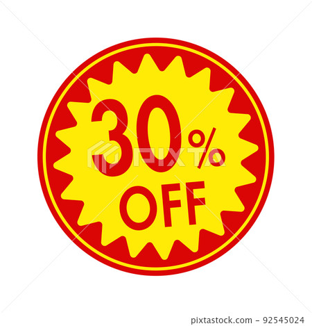 Circular promotional sticker illustration for supermarkets and grocery stores (English) / 30% off 92545024
