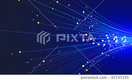 Dynamic dot line micro particle composition emission beam internet technology background 92545295