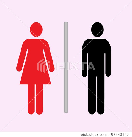 男女馬桶標誌灰牆粉背B 92548192