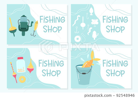fishing store. Flyer set for fishing shop. fishing store. Flyer set for fishing shop. 92548946