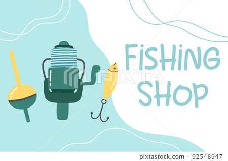 Fishing shop. Flyer for a fishing store. 92548947