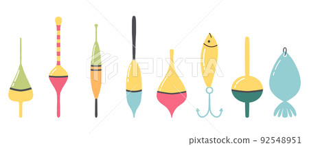 Fishing tackle. Set of fishing floats. Fishing tools. 92548951