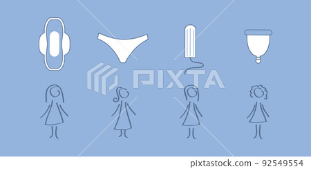 set of female hygiene products menstruation period 92549554