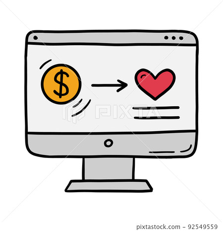Computer monitor with money transfer to charity, online donation and fundraising 92549559