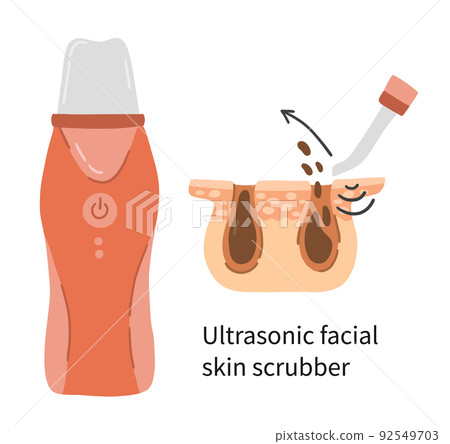 Peeling and cleansing ultrasonic facial skin scrubber vector illustration Peeling and cleansing ultrasonic facial skin scrubber vector illustration 92549703