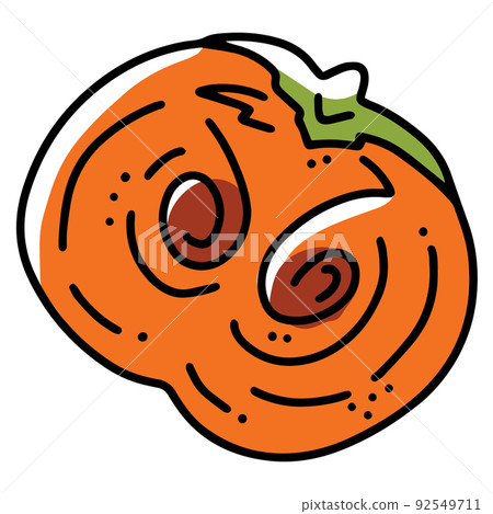 Persimmon Diospyros linear cartoon vector icon in doodle style Persimmon Diospyros linear cartoon vector icon in doodle style 92549711