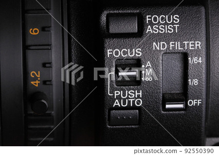 zoom ring and buttons on the professional camcorder 92550390