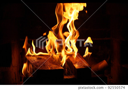 fire in the fireplace fire in the fireplace 92550574