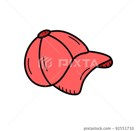 Baseball cap icon doodle vector illustration, sports cap with visor 92551710