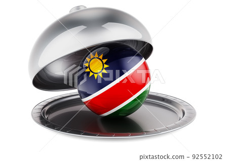 Restaurant cloche with Namibian flag. 3D rendering 92552102