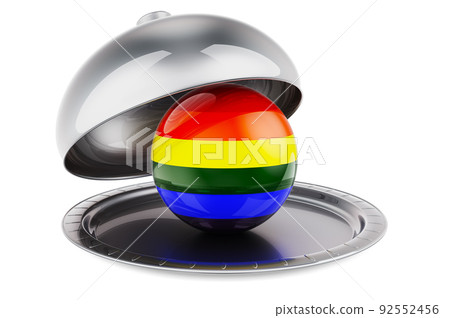Restaurant cloche with LGBT flag. 3D rendering Restaurant cloche with LGBT flag. 3D rendering 92552456