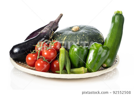 Summer vegetables served in a colander Summer vegetables served in a colander 92552508