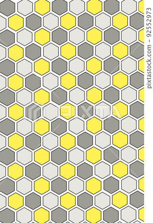 Honeycomb seamless pattern. Colors: gray, yellow, white 92552973