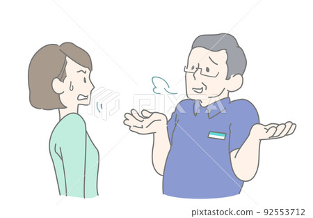 Image illustration of a female customer who has a bad impression and a female customer who pulls out--Looking from above, looks great, mount Image illustration of a female customer who has a bad impression and a female customer who pulls out--Looking from above, looks great, mount 92553712