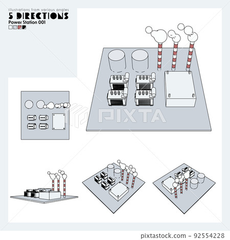 Illustration set of power plants and transformers that can be used for electrical work and factories 92554228