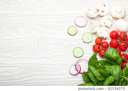 Food cooking background with vegetable ingredients copy space 92554273