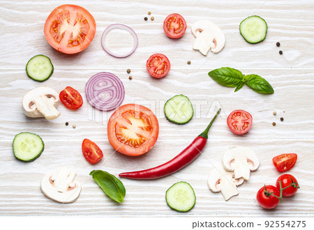 Food cooking background with vegetable ingredients copy space 92554275