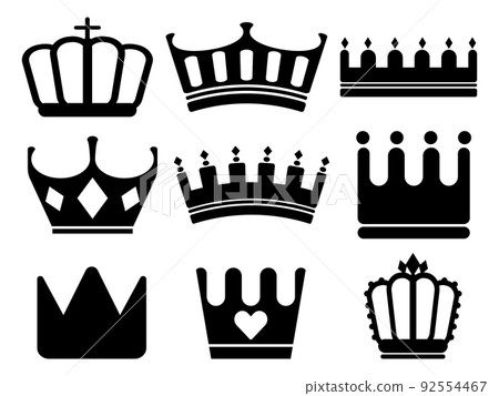 皇冠圖標 9 種設置黑色 92554467