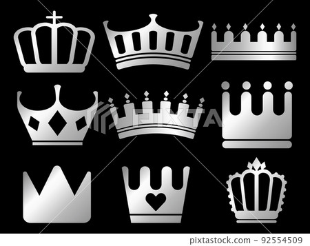 Crown icon 9 types set Silver 92554509
