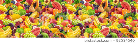 Seamless pattern made of fresh fruits and berries Seamless pattern made of fresh fruits and berries 92554540