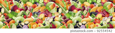 Vegetable mix, healthy food concept, seamless pattern made of fresh vegetables Vegetable mix, healthy food concept, seamless pattern made of fresh vegetables 92554542