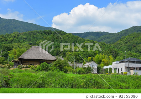 日本村落風景筑波原風景夏日村落 92555080