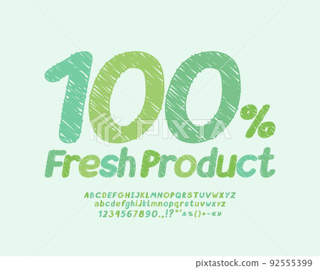 Creative food badge One hundred percent fresh product Creative food badge One hundred percent fresh product 92555399