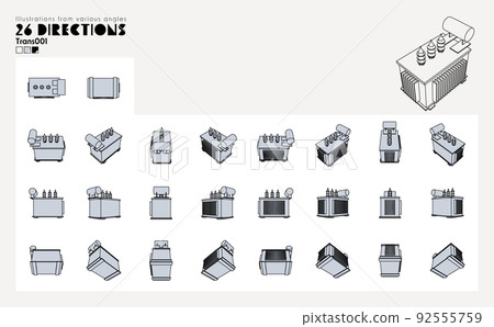 Illustration set of transformers that can be used for electrical work and factories 92555759
