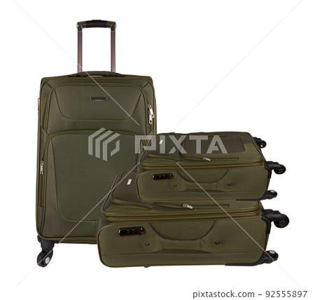 Green suitcase isolated Green suitcase isolated 92555897